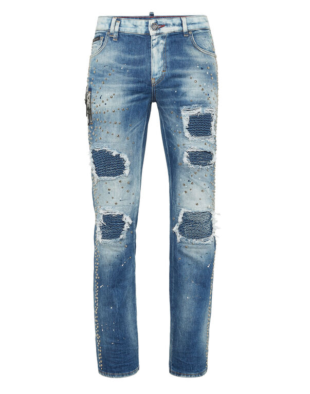 Denim Rock Star Fit Trousers Studs Thunder Blue