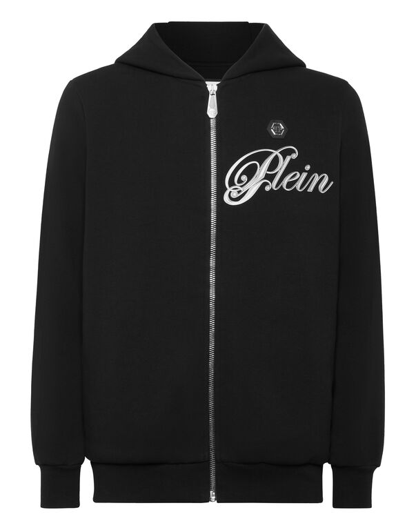 Fleece Hoodie Sweatjacket Degrade' Skull black