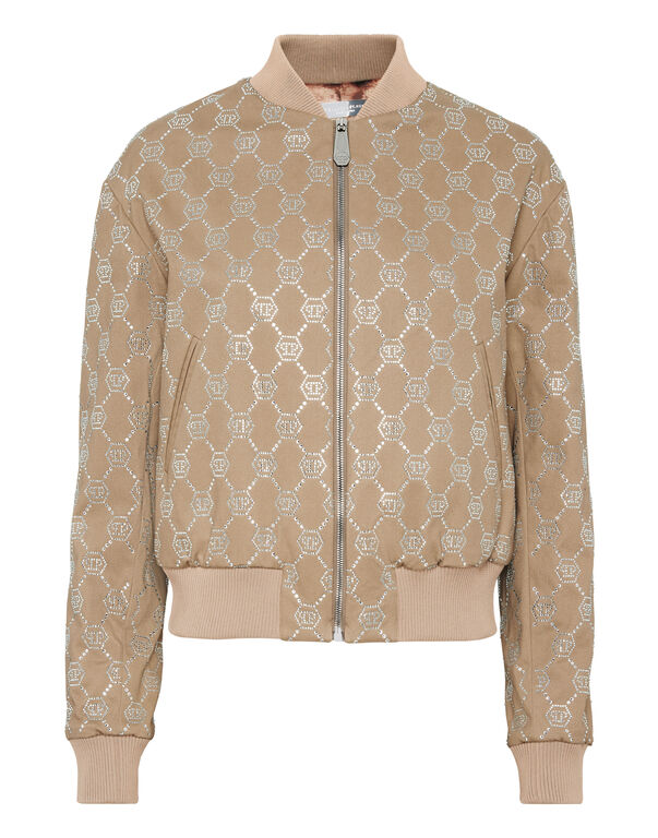 Gabardine Bomber Strass Monogram beige