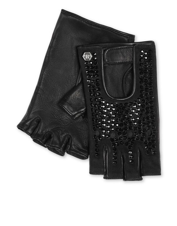 Driver Gloves with Crystals black / black