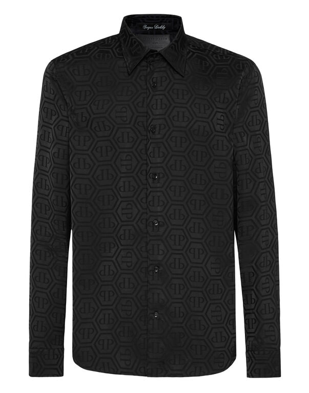 Sugar Daddy Cut Silk Shirt Monogram black