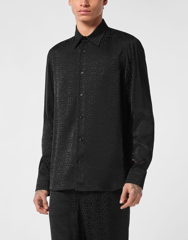 Sugar Daddy Cut Silk Shirt Monogram black
