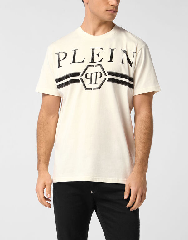 Round Neck T-Shirt Full Of Stones Stripes Off White