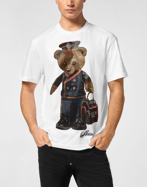 Round Neck T-Shirt Full Of Stones Teddy Bear white