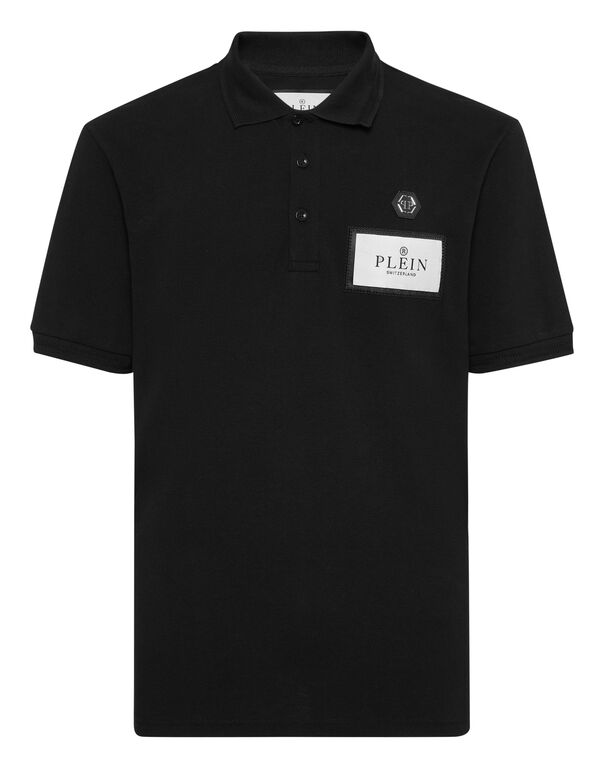 Polo shirt SS Label Contrast black / black