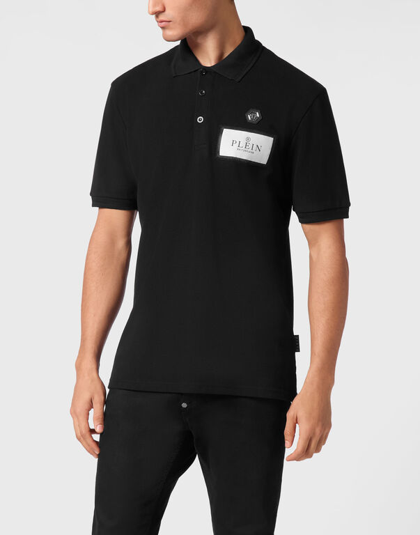 Polo shirt SS Label Contrast black / black