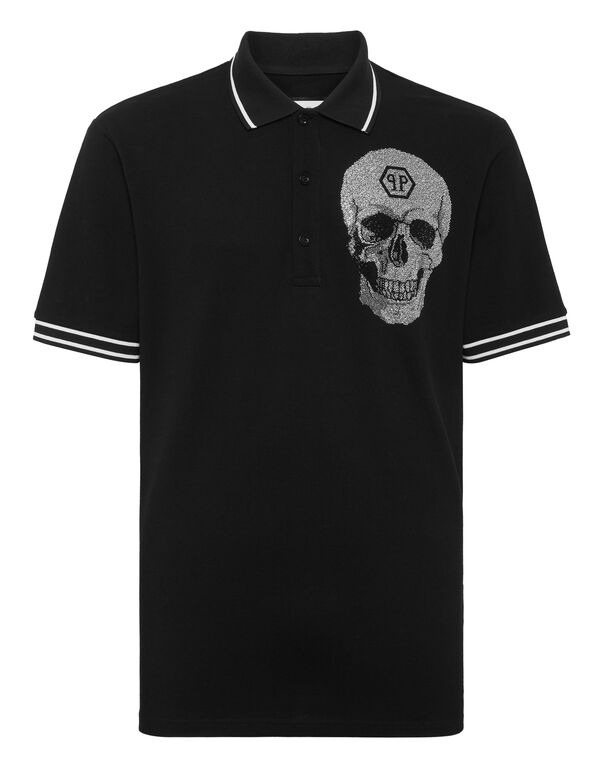 Polo T-Shirt Crystal Skull black
