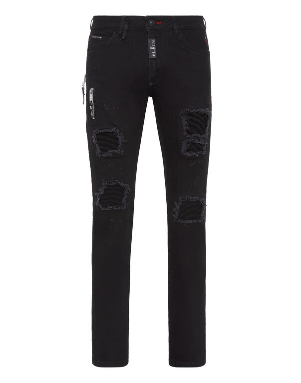 Denim Trousers Super Straight Cut Deep Black