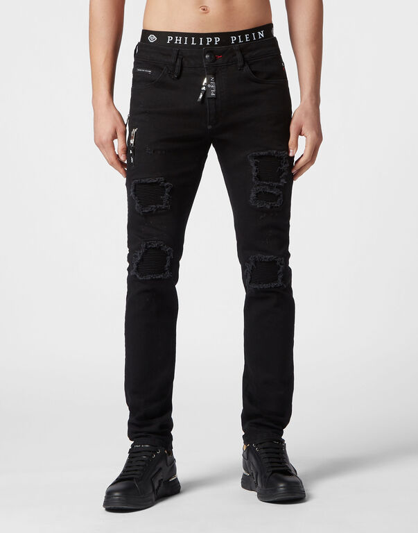 Denim Trousers Super Straight Cut Deep Black