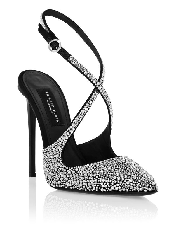Slingback Shoes Strass black