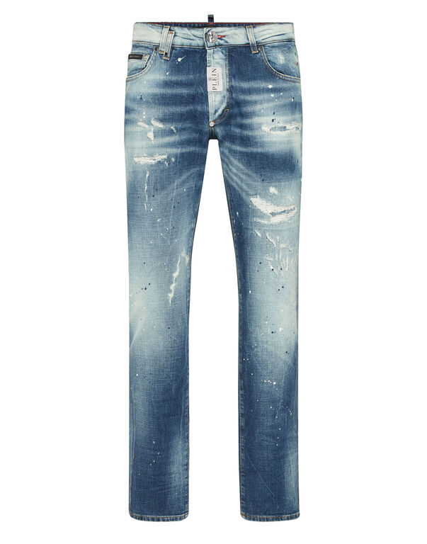 Super Straight Cut Trousers Paisley Bandana Thunder Blue