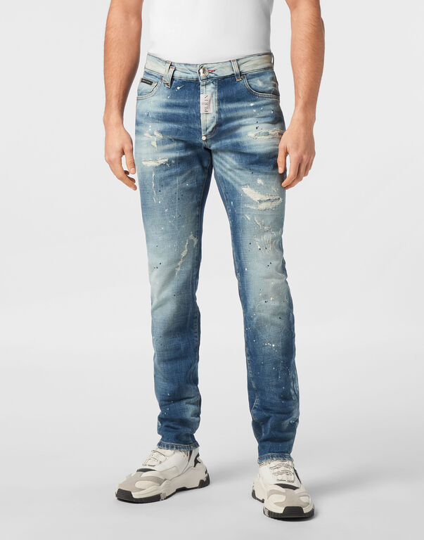 Super Straight Cut Trousers Paisley Bandana Thunder Blue