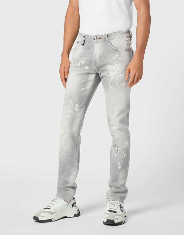Denim Super Straight Cut Trousers Racing Club Concrete Grey