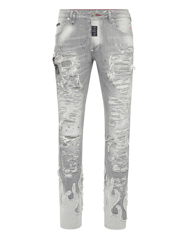 Denim Rock Star Fit Trousers Flame Concrete Grey