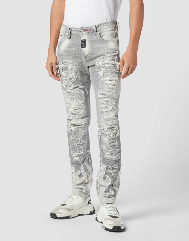 Denim Rock Star Fit Trousers Flame Concrete Grey
