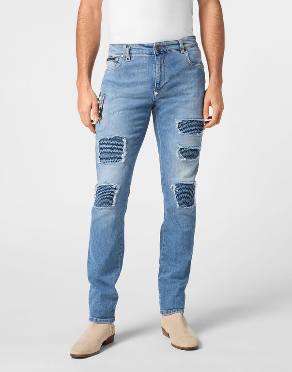 Denim Rock Star Fit Trousers Studs San Francisco