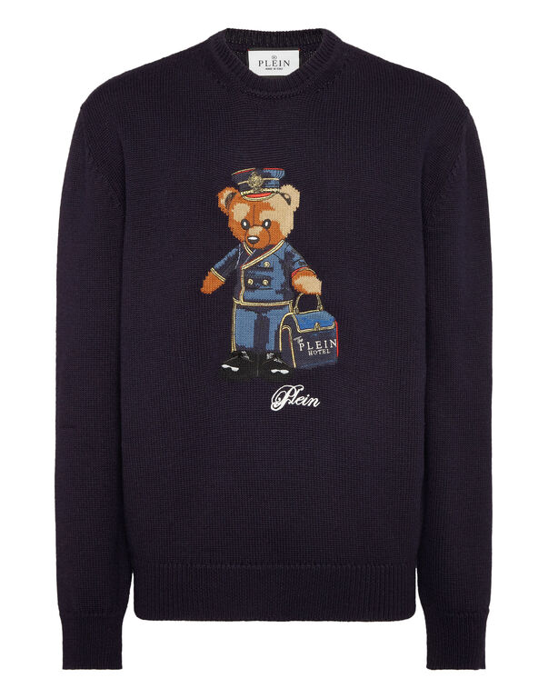 Round Neck Knitted Pullover Reception Teddy navy