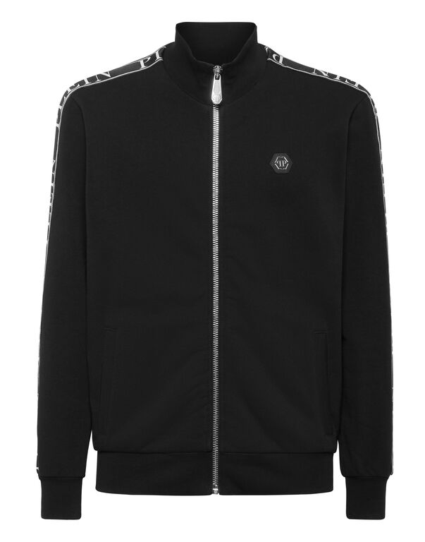 Fleece Tracksuit Jacket Plein Tape black