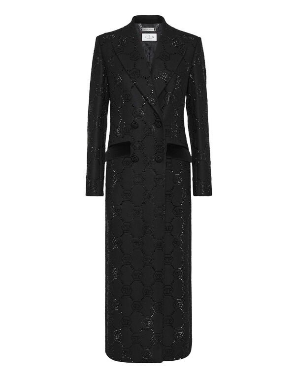 Maxi Coat Strass Monogram black