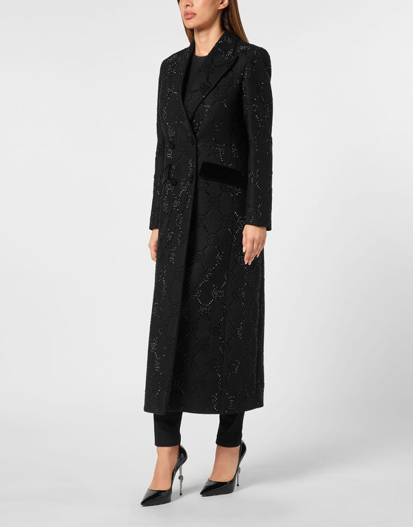 Maxi Coat Strass Monogram black
