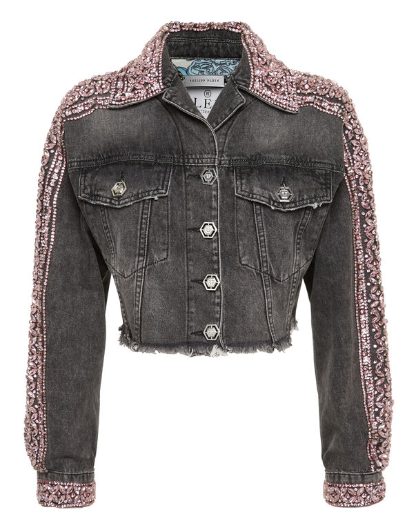 Cropped Denim Jacket GREY SMOKE
