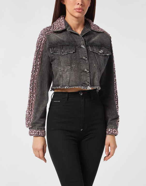 Cropped Denim Jacket GREY SMOKE