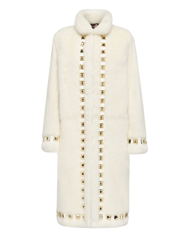 Long Fur Mink Coat white