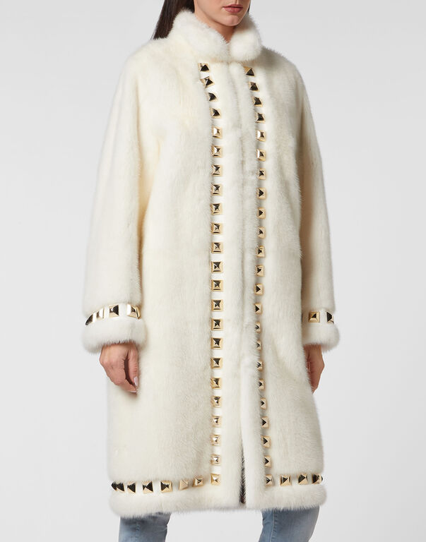 Long Fur Mink Coat white