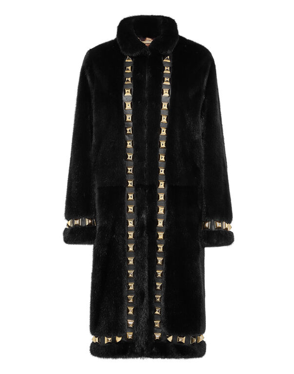 Long Fur Mink Coat black