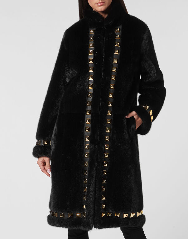 Long Fur Mink Coat black