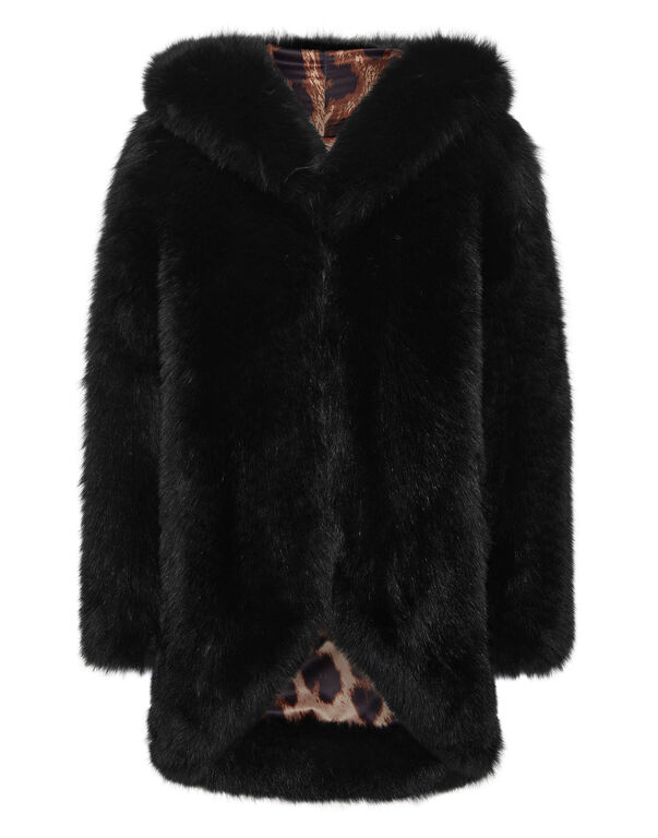 Fox Fur Oversize Jacket black