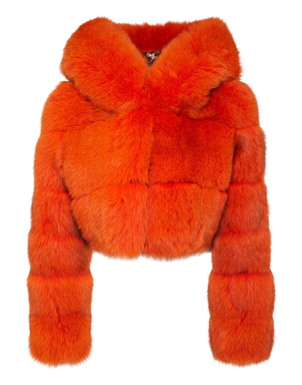 Real Fur Short Jacket orange