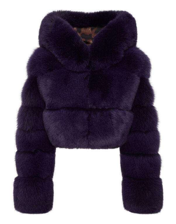 Real Fur Short Jacket Purple