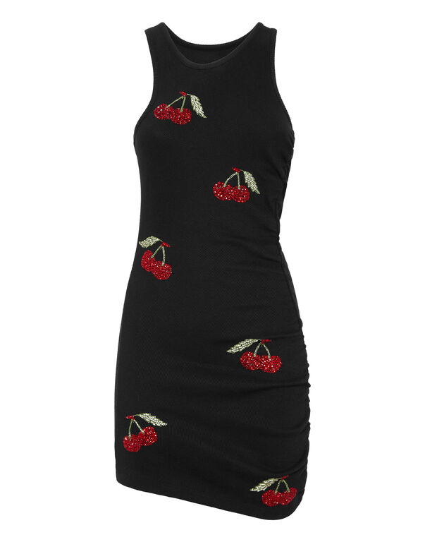 Mini Dress Rib Cherries black