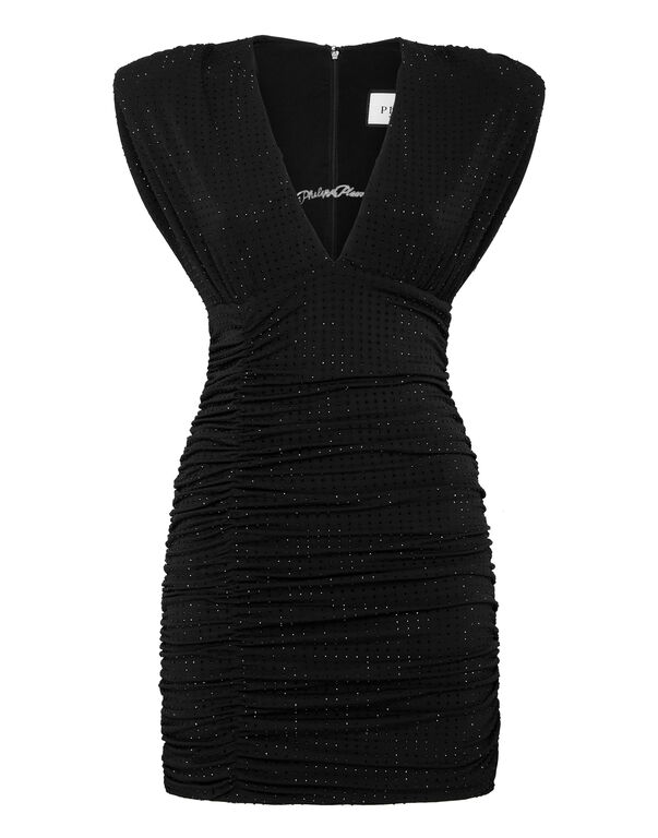 Jersey Mini Dress Strass Signature black