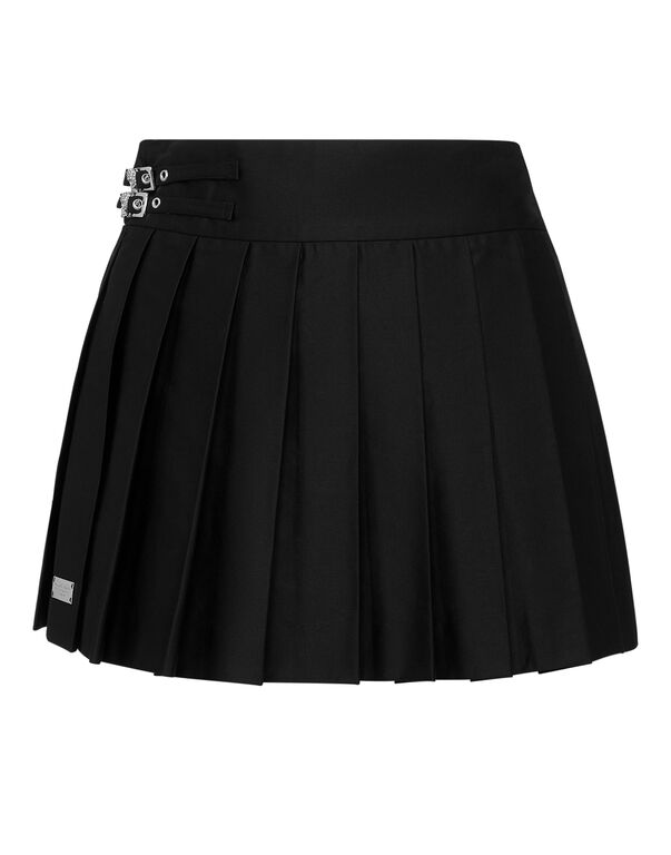 Pleated Mini Skirt Skull black