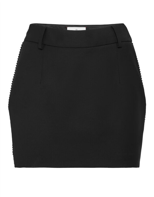 Wool Mini Skirt Strass black