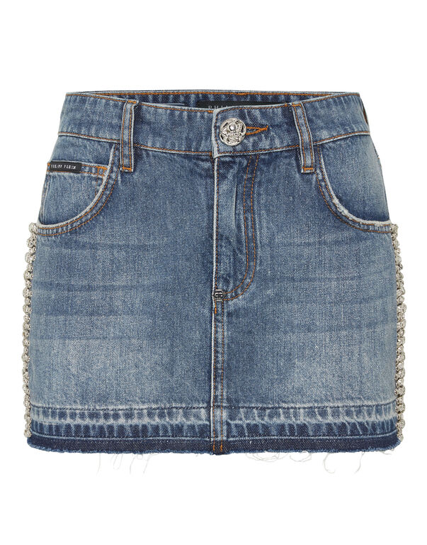 Denim Mini Skirt Rib Strass Salt' N' Pepa
