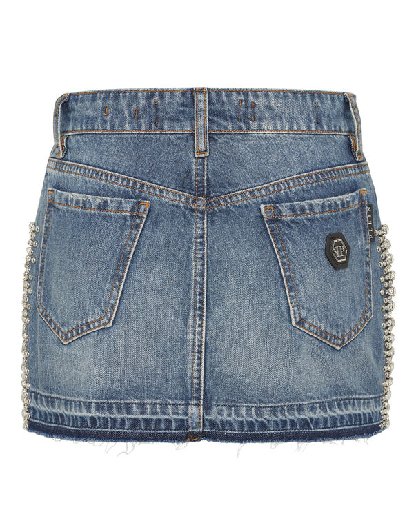 Denim Mini Skirt Rib Strass Salt' N' Pepa
