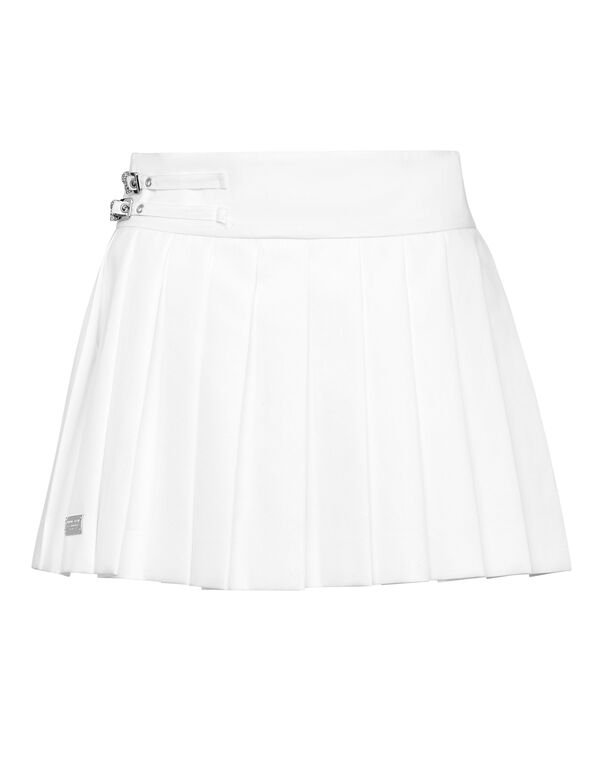 Pleated Mini Skirt Skull white