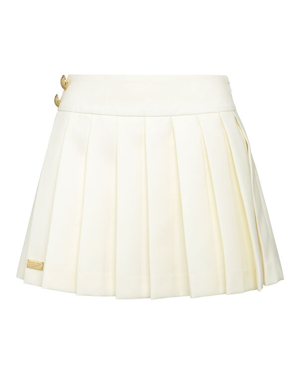 Wool Marine Plisse Skirt white
