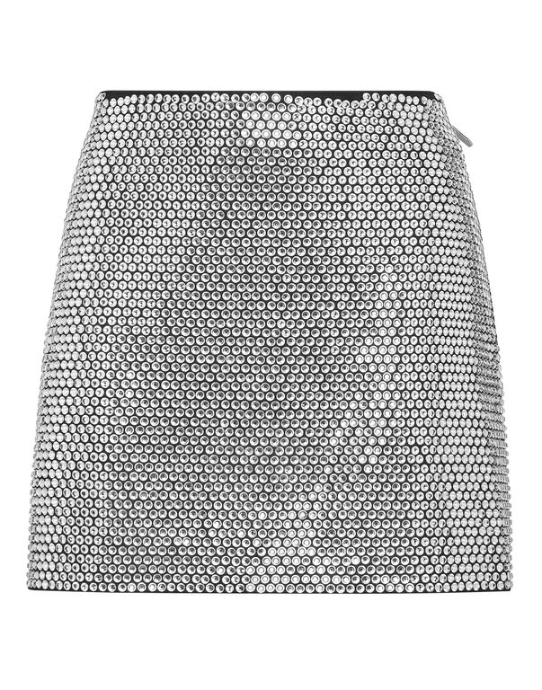 Leather Mini Skirt Crystal crystal