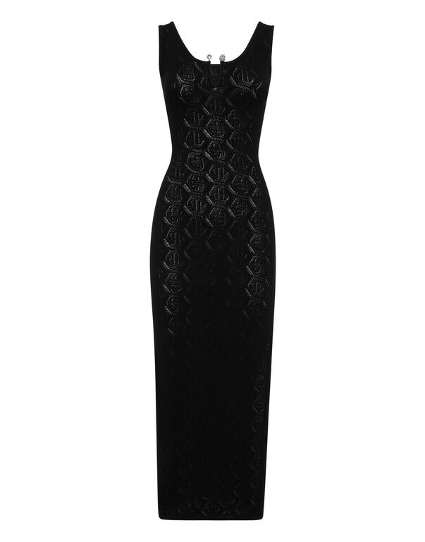 Viscose Long Dress Monogram black