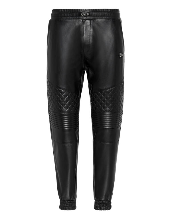 Leather Jogging Trousers black
