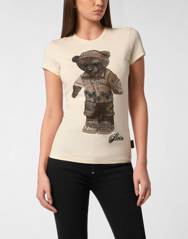 Cotton Sexy Pure Fit T-Shirt Teddy Beach Crystal beige