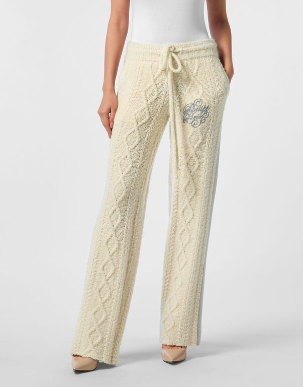 Knit Straight Joggers Signature Off White