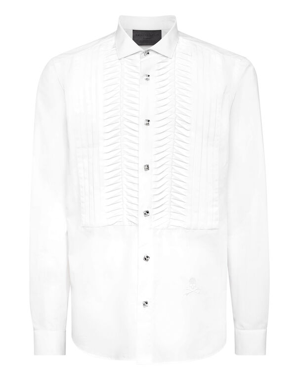 Black Tie Shirt Long-Sleeve white