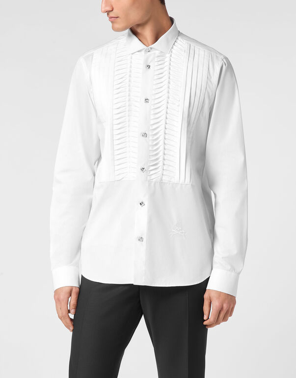 Black Tie Shirt Long-Sleeve white