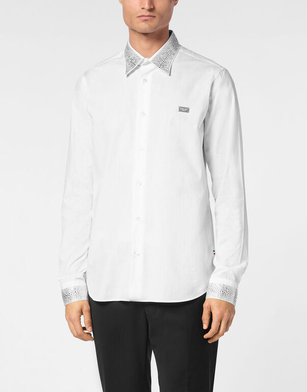 Shirt Sugar Daddy Cut LS Strass white