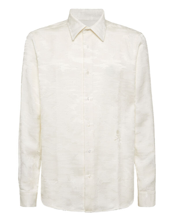 Shirt Sugar Daddy Cut LS Skull&Bones white